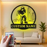 Cartel personalizado con nombre para patinador | Decoración mural LED de metal para patinaje en línea | Decoración personalizada para habitación juvenil | Regalo de patines con paisaje urbano