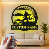 Décoration murale en métal personnalisée avec silhouette de loup-garou, lumière LED, cadeau d'Halloween pour les fans d'horreur, décoration d'intérieur effrayante