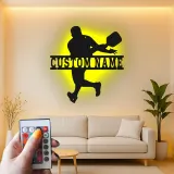 Pickleball Player LED Metal Art | Custom Name Sign | Sport Gift for Athlete | Game Room Decor