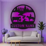 Cartel de metal LED con escena de rancho personalizado, regalo rústico para vaqueros, decoración de granja para amantes del rancho