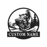 Personalized Snowmobile LED Metal Wall Art | Custom Name Sign for Rider | Winter Sports Decor & Outdoor Enthusiast Gift