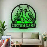 Personalisierte LED-Metall-Wandkunst mit Kardinalpaar – Geschenk für Vogelliebhaber, Naturdeko fürs Wohnzimmer