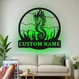 Panneau LED Personnalisé Hippocampe | Décoration Murale en Métal Nautique Personnalisée | Décor pour Maison Côtière & Maison de Plage
