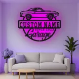 Cartel de metal LED de coche deportivo personalizado regalo para entusiastas de coches decoración de garaje