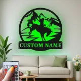 Arte murale in metallo Rodeo Cowboy | Insegna personalizzata con LED | Decorazioni rustiche western per ranch e casa