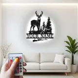 Insegna in metallo personalizzata per cacciatori di cervi con luce LED regalo personalizzato per cacciatori decorazione rustica per cabine 3