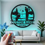 Custom Golf LED Sign | Personalized Metal Wall Art for Man Cave | Backlit Golfer Decor Gift for Husband