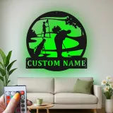 Custom Golf LED Metal Sign | Personalized Golfer Name Art | Man Cave & Home Bar Decor | Backlit Wall Art