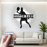 Insegna in metallo personalizzata per Giocatore di Pickleball con Luce LED Regalo Sportivo per Atleti Decorazione per Sala Giochi