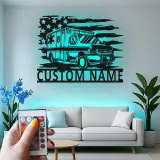 Décoration murale en métal personnalisée avec éclairage LED Ambulance - Cadeau personnalisé pour les EMTs et décoration de bureau des services d'urgence