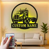 Cartel LED de Camión Personalizado | Decoración Mural de Metal de Gran Camión a Medida | Regalo para Camionero | Decoración de Garaje para Hombres