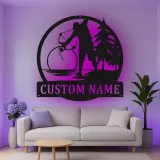 Custom Bow Hunter Led Light Metal Wall Art Personalized Gift for Archery Enthusiasts Rustic Cabin Decor