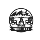 Insegna in metallo personalizzata con scena di montagna e LED per amanti dell'outdoor