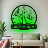Panneau de natation synchronisée | Décoration murale en métal LED personnalisée | Plaque de nom de nageur personnalisée | Cadeau pour l'équipe de natation