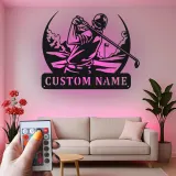Insegna in metallo personalizzata per golfista con LED | Decorazione murale golf su misura | Arredo per man cave e regalo originale per amanti del golf