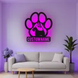 Décoration murale en métal personnalisée de patte de Scottish Terrier avec rétroéclairage LED - Cadeau pour les amoureux des chiens et décoration de salon