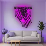 Custom Deer Skull with American Flag Led Light Metal Wall Art Personalized Gift for Hunter Rustic Man Cave Decor