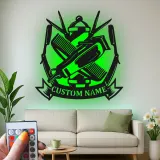 Custom Barber Tools Led Light Metal Wall Art Personalized Gift for Barbers Barber Shop Decor
