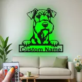Personalisierte Schnauzer LED-Leuchte | Individuelle Metall-Wandkunst | Realistisches Haustierporträt-Dekor | Hinterleuchtetes Geschenk für Hundeliebhaber