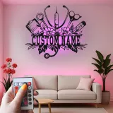 Personalized Nurse Gift | Custom Name LED Metal Sign for Clinic Decor | Floral Medical Wall Art | Nurse Graduation Gift