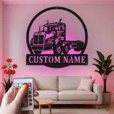 Cartel LED de Camión Personalizado | Decoración Mural de Metal de Gran Camión a Medida | Regalo para Camionero | Decoración de Garaje para Hombres