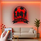 Personalized Soccer Team Metal Sign | Custom LED Wall Art for Athlete Room | Game Room Sports Decor Gift