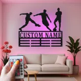 Insegna in Metallo Personalizzata per Calciatore | Arte Murale LED con Nome Personalizzato | Decorazione per Stanza di Gioco per Atleti | Regalo per Ragazzo Adolescente