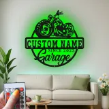 Personalized Motorcycle Metal Sign | LED Light Wall Art for Garage & Man Cave | Custom Biker Name Gift