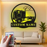 Panneau LED Trucker Personnalisé | Décoration Murale en Métal de Camion Semi Personnalisée | Décor de Garage & Plaque Nom