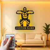 Personalisiertes Gorilla-Metallschild | Individuelle LED-Wandkunst | Man Cave Dekor & Geschenk für Tierliebhaber | Gym Namensschild
