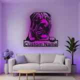 Cartel de metal personalizado con luz LED de mastín, regalo para amantes de los perros, decoración de sala de estar