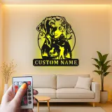 Insegna per Cacciatore Labrador Retriever | Insegna in Metallo LED Personalizzata | Regalo per Cacciatori per Man Cave | Decorazione per Caccia all'Anatra
