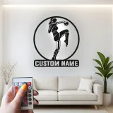 Custom Kickboxer Led Light Metal Wall Art Personalized Gift for Martial Arts Enthusiasts Gym or Home Decor