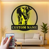 Décoration murale en métal LED personnalisée de vache - Cadeau de ferme rustique - Décor de grange