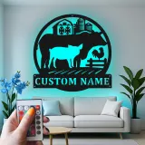 Cartel LED de Animales de Granja Personalizado | Decoración Mural de Metal Personalizada | Decoración Rústica de Establo para Regalo de Granja