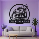 Custom Deer & Bass LED Metal Sign | Personalized Wildlife Wall Art | Rustic Cabin Decor | Hunter Fisherman Gift