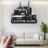 Personalisierte Semi-Truck LED-Schild | Individuelle Metall-Wandkunst für Garage | Big Rig Dekor für Trucker