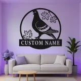 Personalized Pigeon LED Sign | Custom Metal Bird Art | Nature Lover Gift & Home Decor | Realistic Silhouette with Name