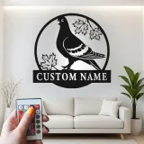 Personalized Pigeon LED Sign | Custom Metal Bird Art | Nature Lover Gift & Home Decor | Realistic Silhouette with Name