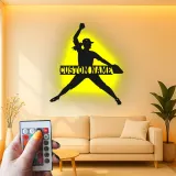 Cartel de metal personalizado con luz LED de lanzadora de softbol, regalo personalizado para atletas, decoración para sala de deportes