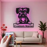 Insegna in metallo LED personalizzata Schnauzer regalo per amanti dei cani decorazione per soggiorno