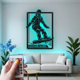 Cartel LED de snowboarder personalizado | Decoración mural de metal personalizada | Decoración de deportes de invierno para habitación de adolescentes o cabaña | Regalo de snowboard
