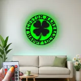Décoration murale en métal personnalisée en forme de trèfle à quatre feuilles avec rétroéclairage LED - Cadeau irlandais pour la Saint-Patrick