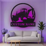 Cartel de metal LED personalizado de excavadora para regalo de entusiasta de la construcción
