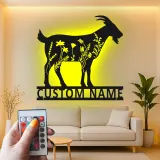 Custom Goat LED Metal Sign | Floral Farmhouse Wall Art | Personalized Animal Lover Gift & Ranch Decor