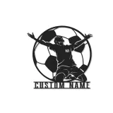 Panneau LED Personnalisé Joueur de Football | Décoration Murale en Métal Personnalisée | Décor de Salle de Jeux pour Athlète | Cadeau Fan de Football