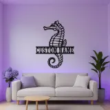 Panneau Métal LED Hippocampe Personnalisé | Décoration Murale Nautique Personnalisée | Décor Maison Côtière & Cadeau pour Amoureux de l'Océan