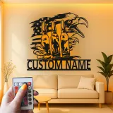 Custom Metal Bald Eagle Wall Art | LED Light Decor | Veteran Gift | Patriotic Home & Office Signage