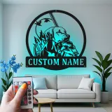 Insegna in metallo personalizzata per cacciatori | Arte da parete LED Labrador Retriever | Decorazione per man cave da cacciatore