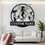 Insegna in metallo LED a forma di silhouette di fata personalizzata - Regalo per amanti delle fate, decorazione incantevole per camera da letto